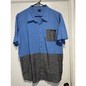 Y2K Oakley short sleeve button up shirt blue gray split color size‎ XL
